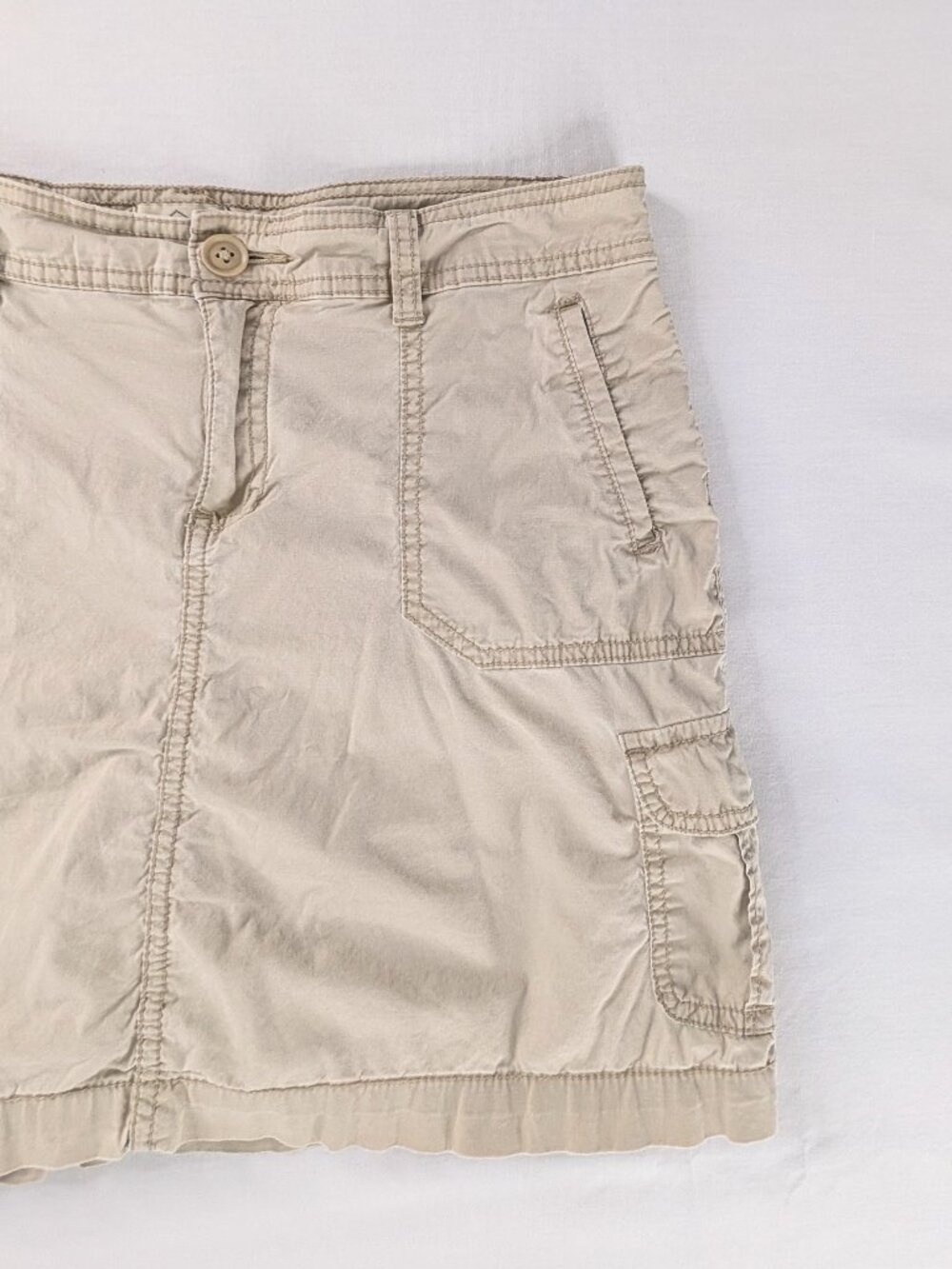 Y2k Cream Cargo Pocket Mini Skort Skirt Vintage Multi Pocket - Picture 2 of 9